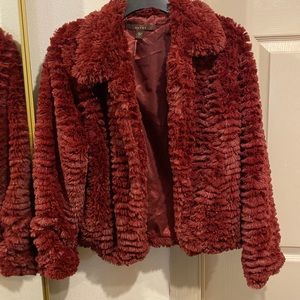 Beautiful Burgundy Shiny Fur Jacket